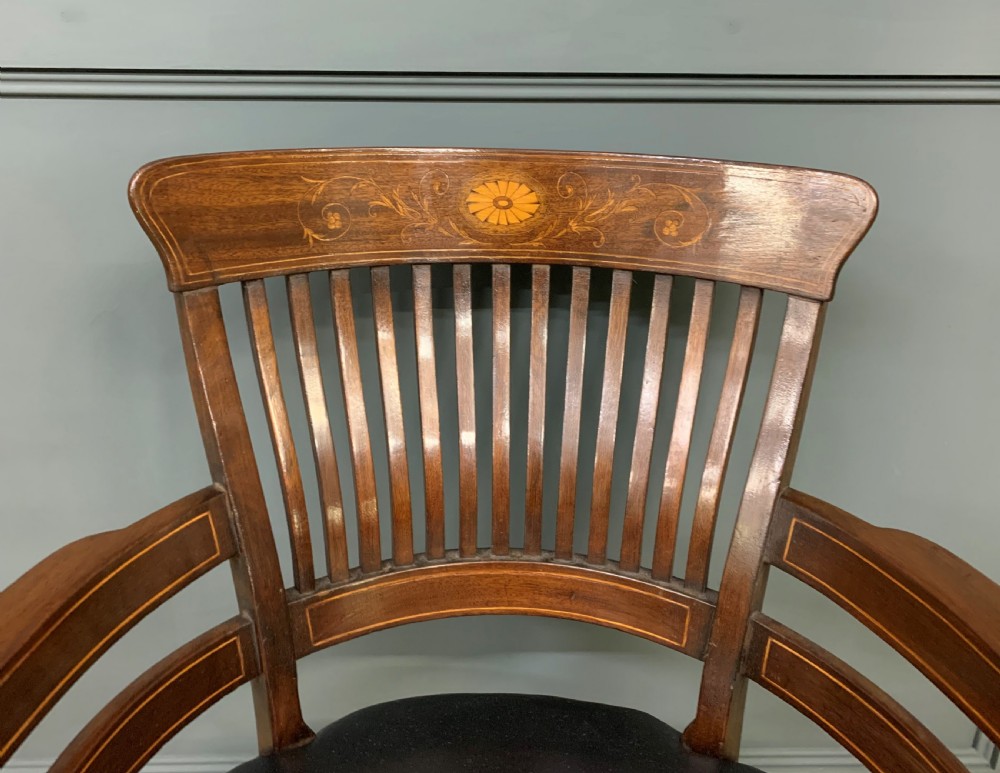 Pair of Inlaid Mahogany Desk Armchairs by Maple and Co. View XI