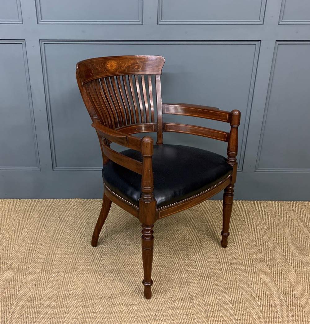 Pair of Inlaid Mahogany Desk Armchairs by Maple and Co. View XIV