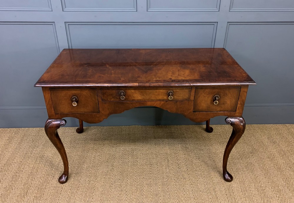 Queen Anne Style Burr Walnut Table View XI