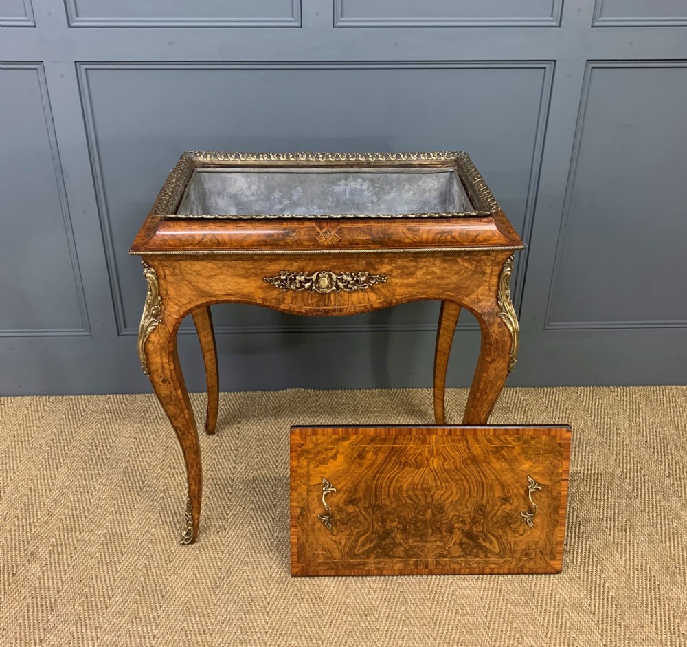 Victorian Inlaid Burr Walnut Jardiniere View IV
