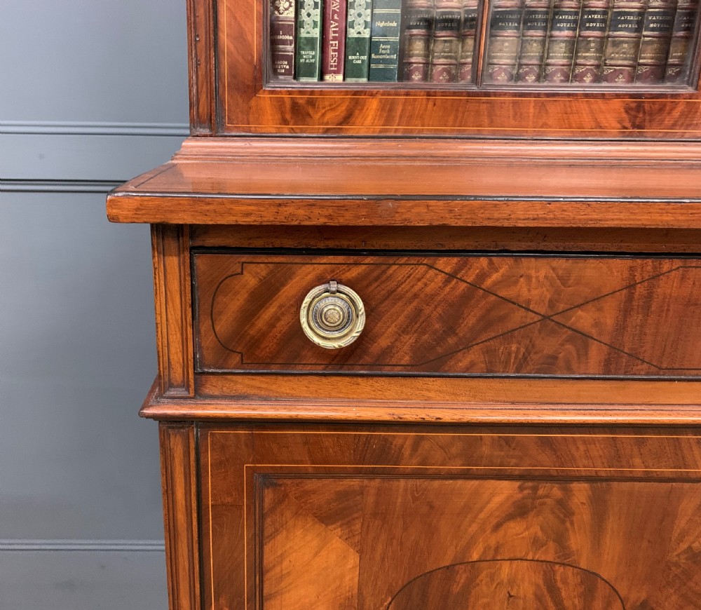 Edwardian Inlaid Mahogany Bookcase View X
