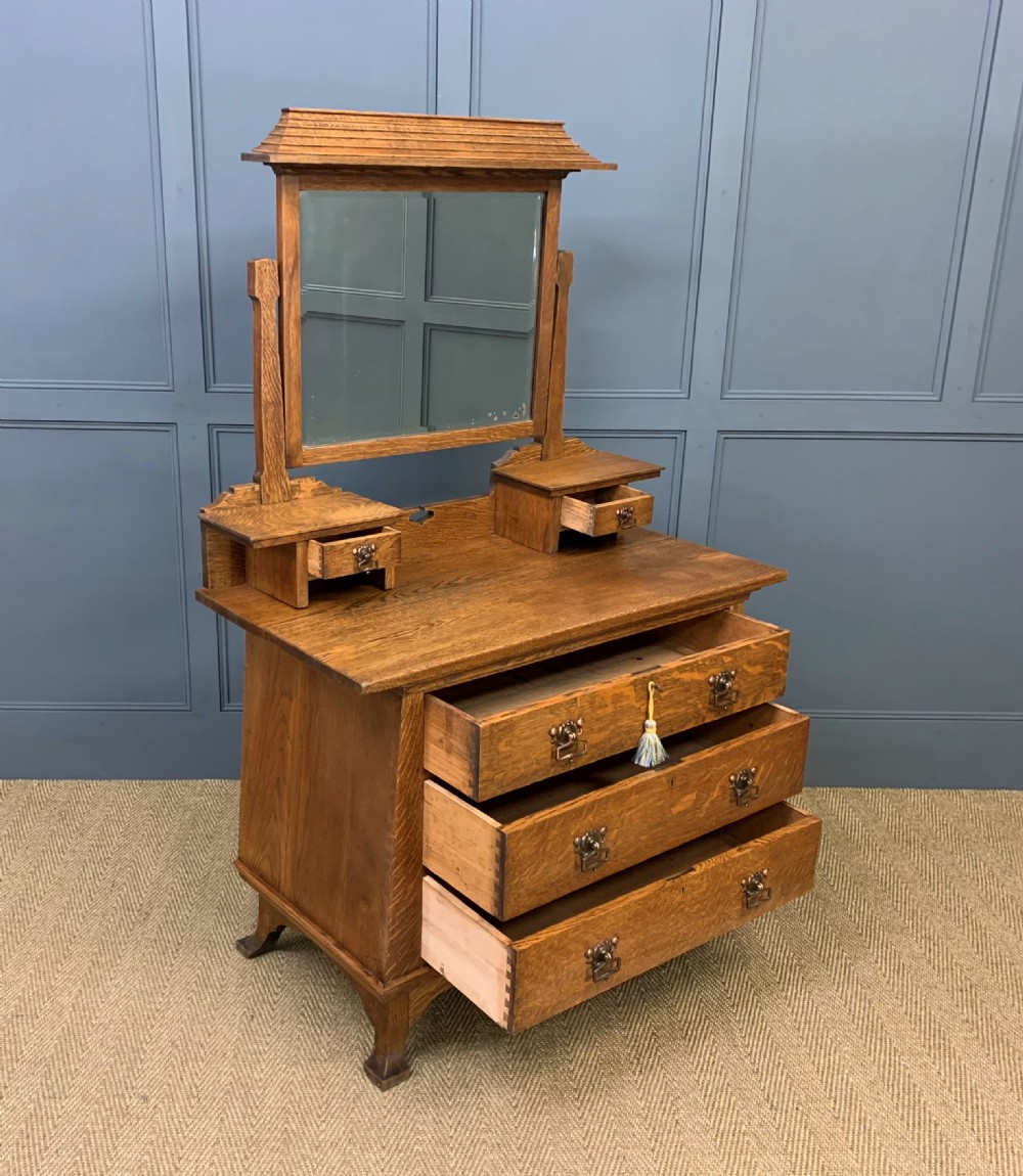 Art Nouveau Oak Dressing Chest View V