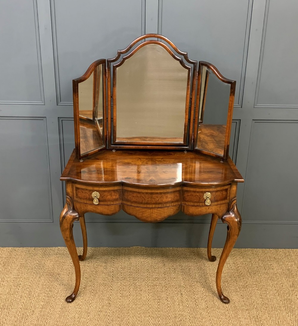 Queen Anne Style Burr Walnut Dressing Table