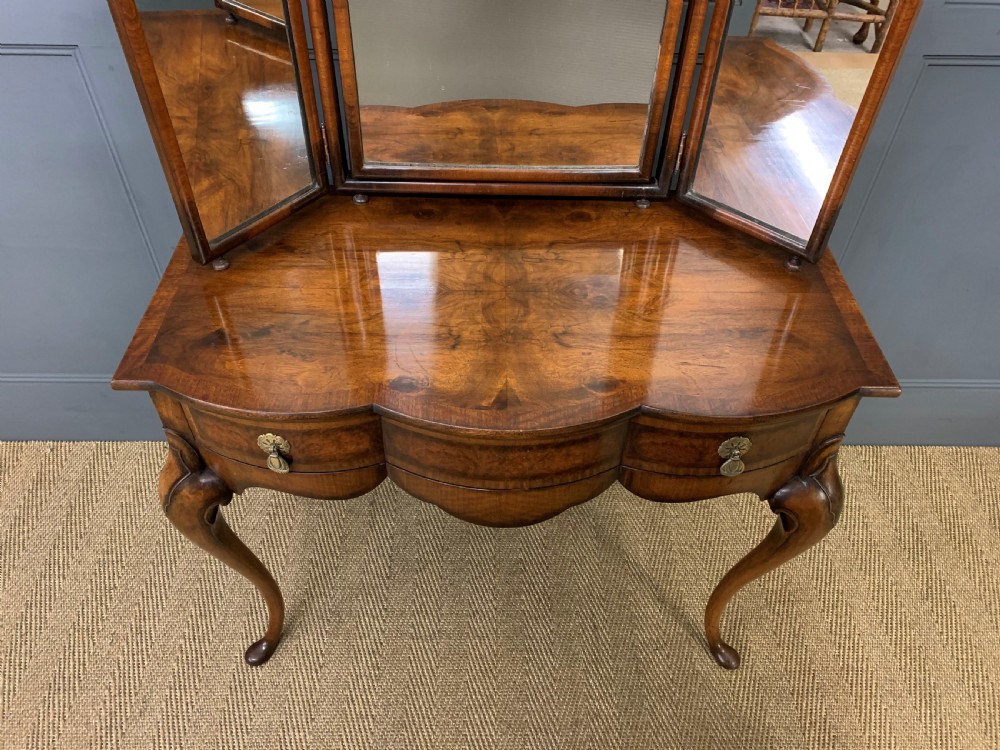 Queen Anne Style Burr Walnut Dressing Table View II