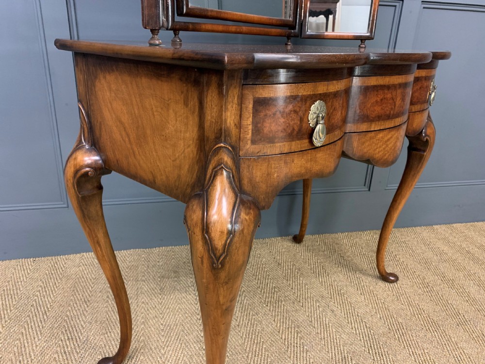 Queen Anne Style Burr Walnut Dressing Table View XII