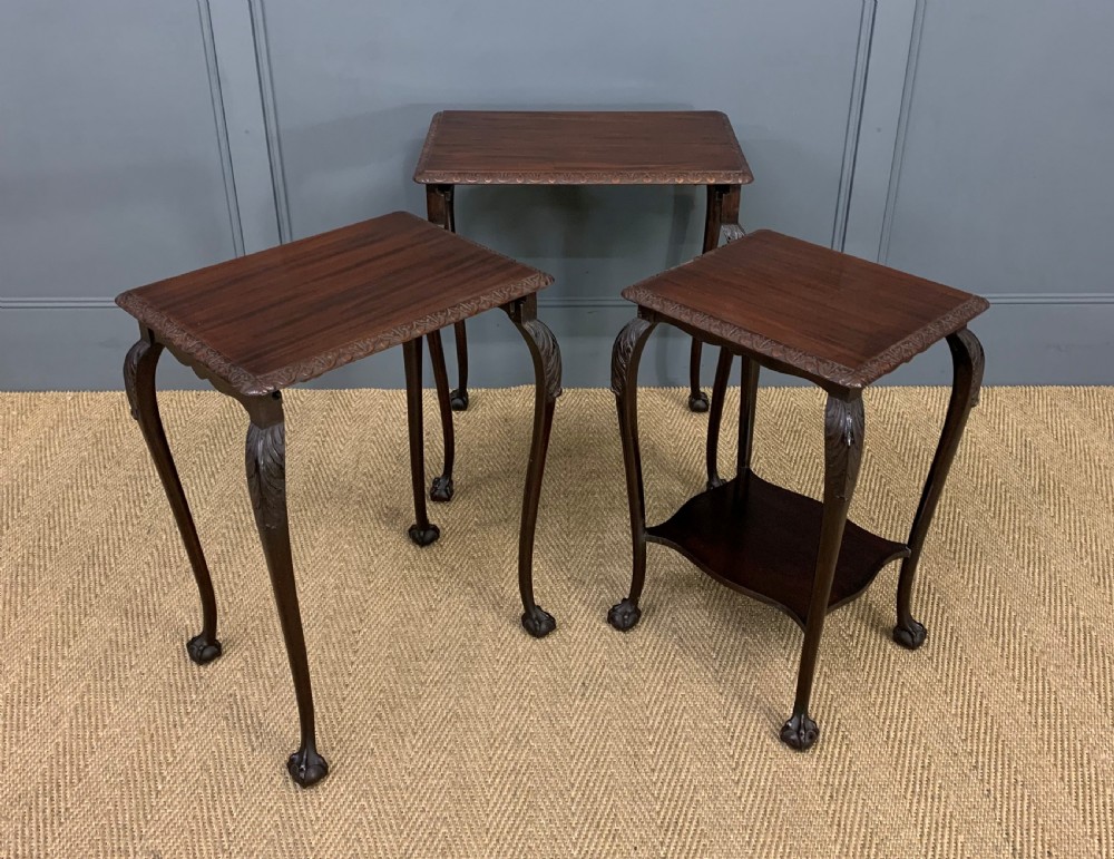 Nest of 3 Mahogany Tables View V