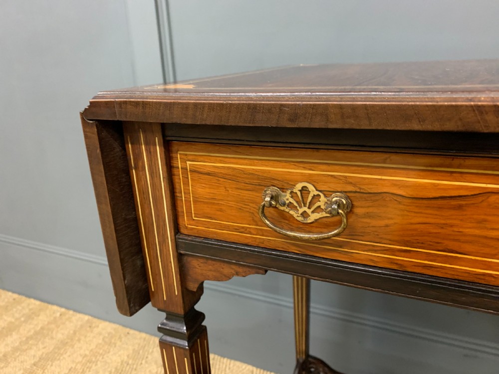 Inlaid Rosewood Flap Table by Jas Shoolbred and Co. View X