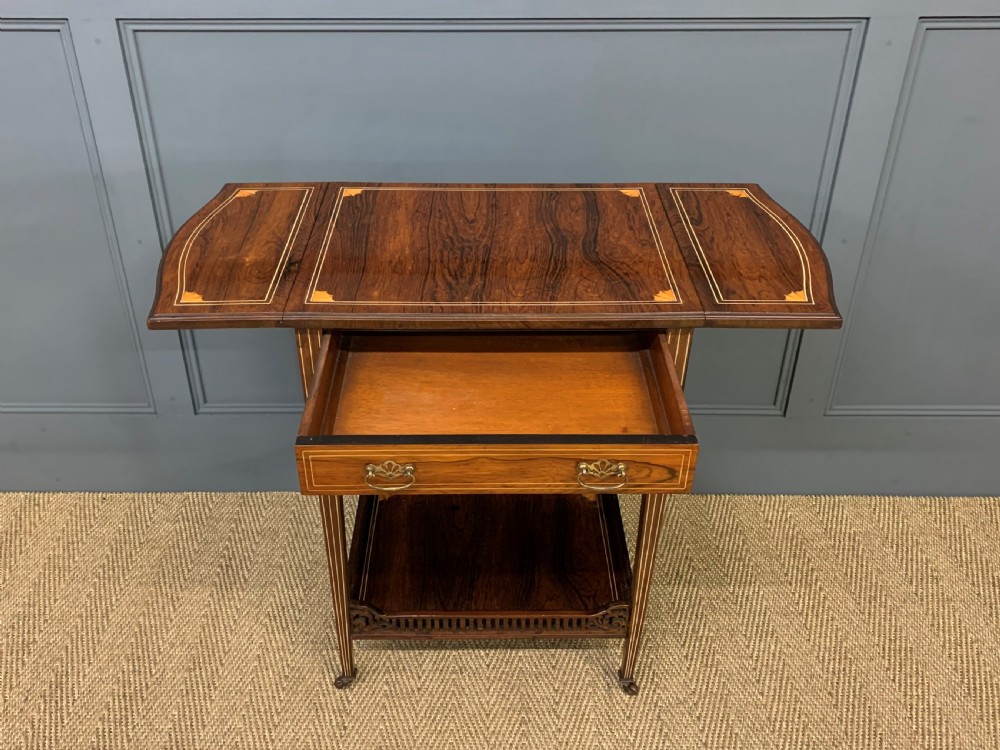 Inlaid Rosewood Flap Table by Jas Shoolbred and Co. View XI