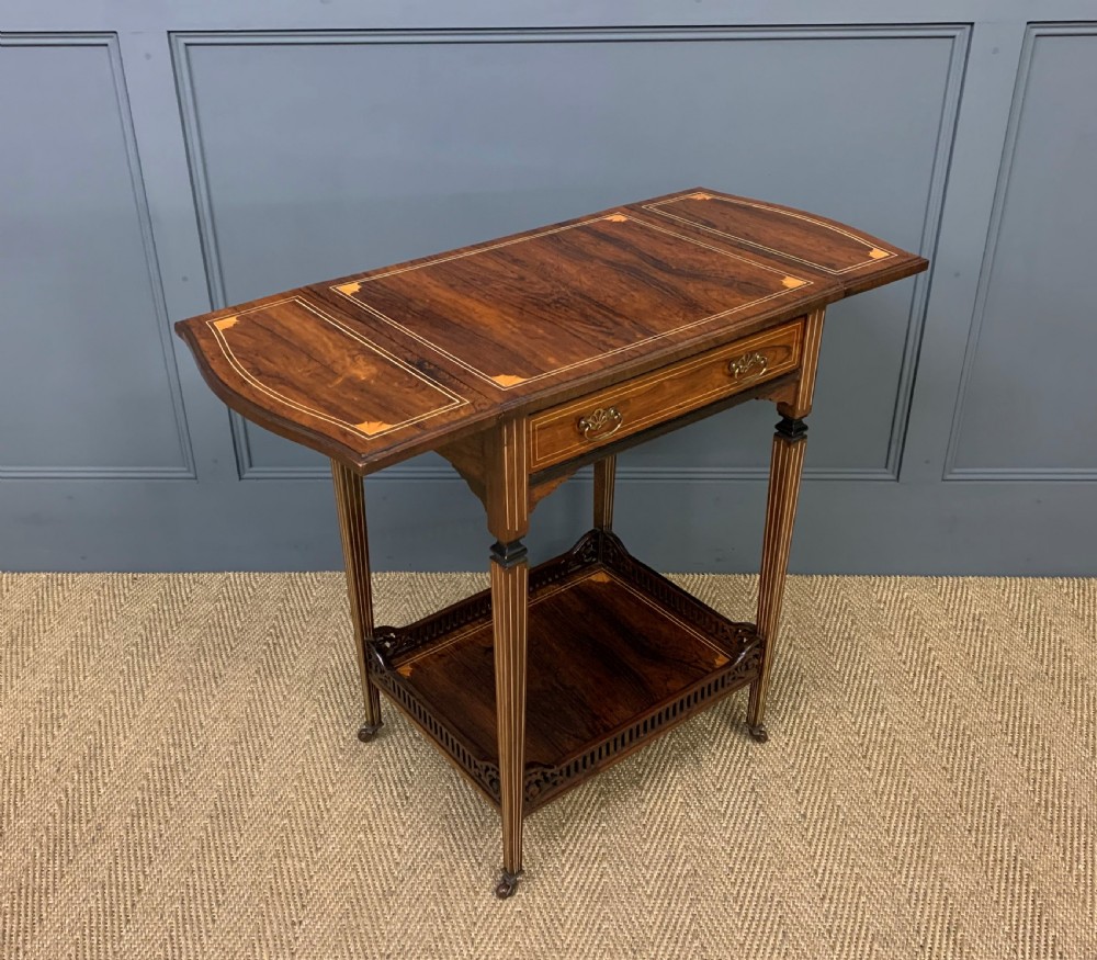 Inlaid Rosewood Flap Table by Jas Shoolbred and Co. View XII