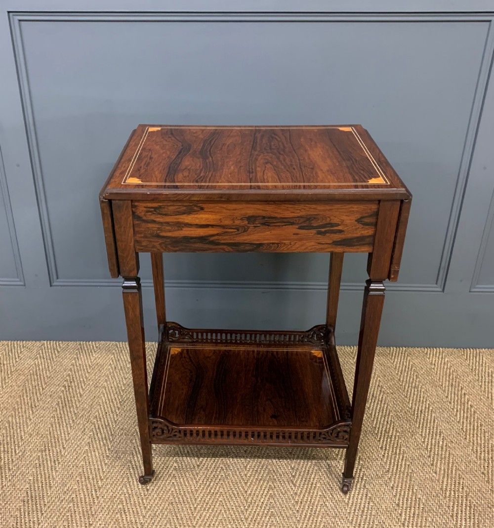 Inlaid Rosewood Flap Table by Jas Shoolbred and Co. View XVI