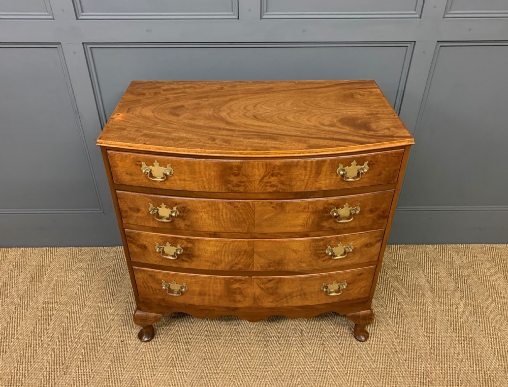 Burr Walnut Bow Fronted Chest on Chest View VI
