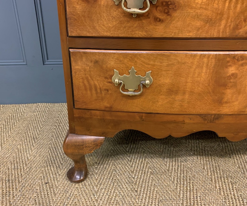 Burr Walnut Bow Fronted Chest on Chest View IX