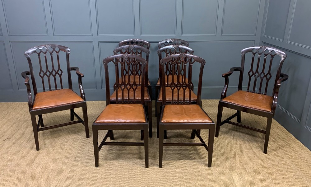 Set of 8 Mahogany Chippendale Style Dining Chairs