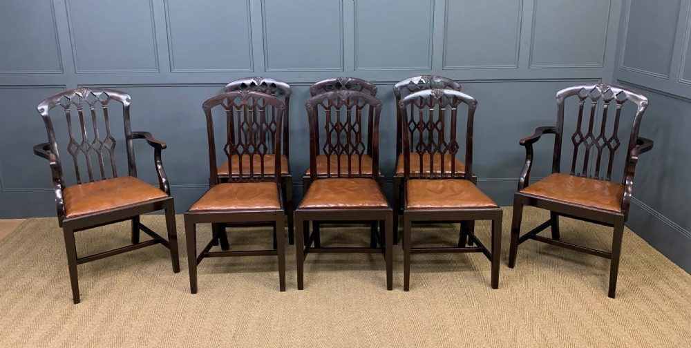 Set of 8 Mahogany Chippendale Style Dining Chairs View VI