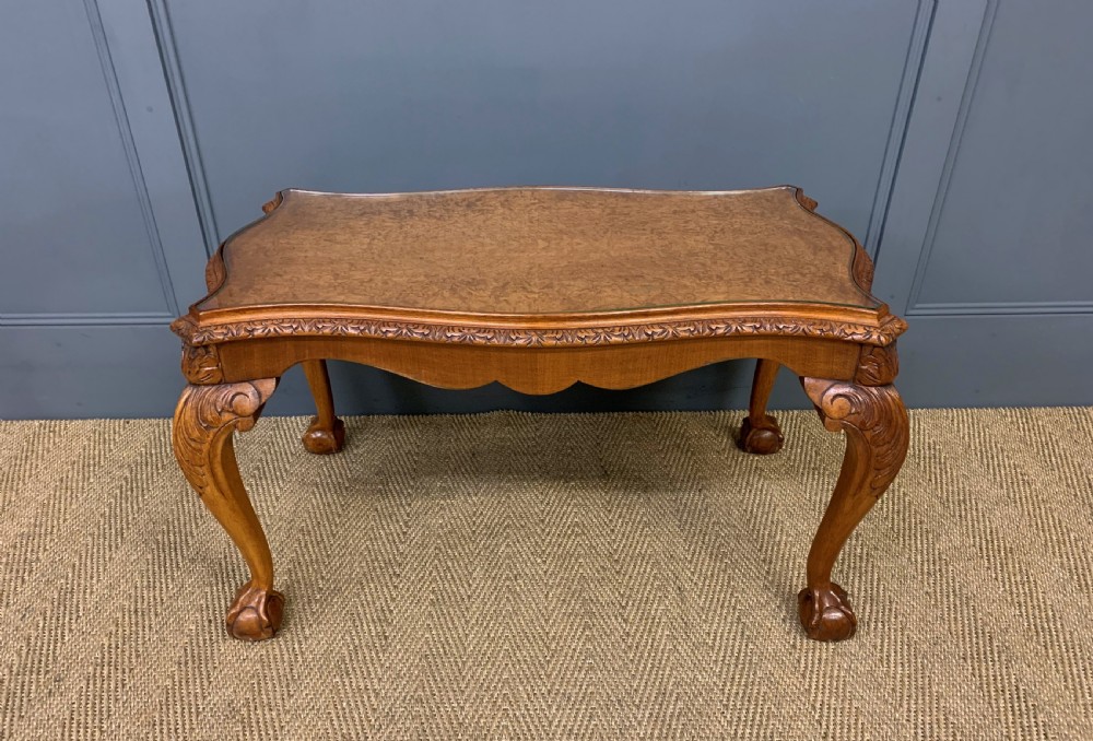 Burr Walnut Nest of 3 Tables and Matching Coffee Table View VI