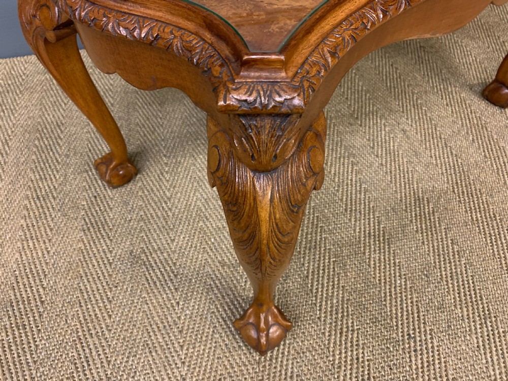Burr Walnut Nest of 3 Tables and Matching Coffee Table View VII