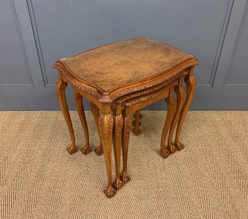 Burr Walnut Nest of 3 Tables and Matching Coffee Table View XIII