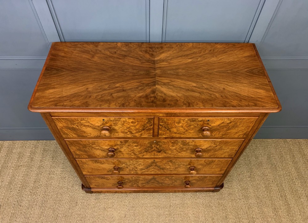 Victorian Burr Walnut Chest of Drawers View II
