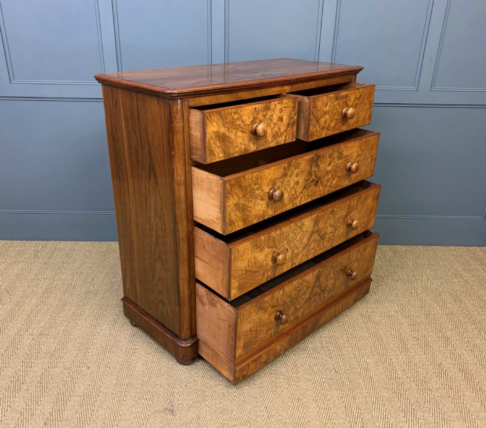 Victorian Burr Walnut Chest of Drawers View III