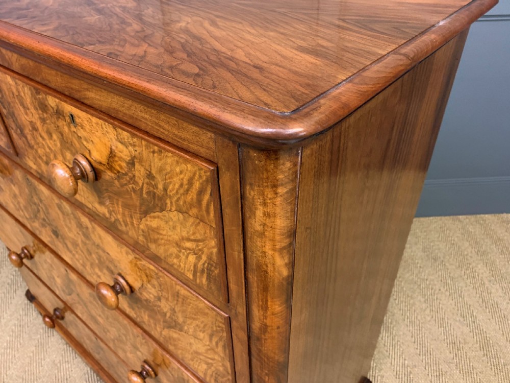 Victorian Burr Walnut Chest of Drawers View IV