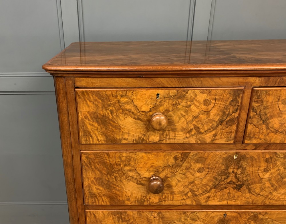 Victorian Burr Walnut Chest of Drawers View VII