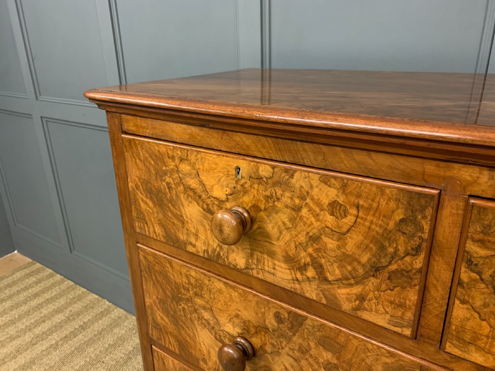Victorian Burr Walnut Chest of Drawers View IX