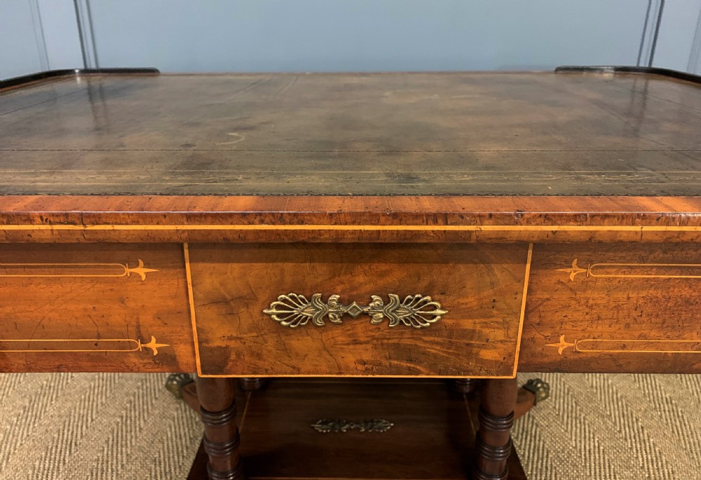 Fine Regency Inlaid Mahogany Library Table View II
