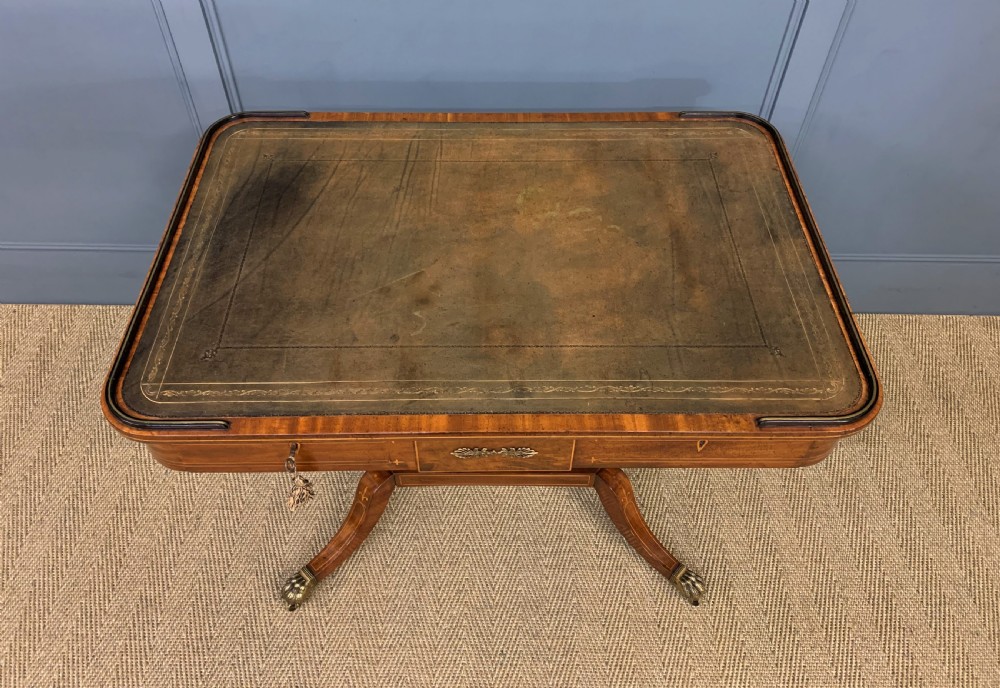 Fine Regency Inlaid Mahogany Library Table View III