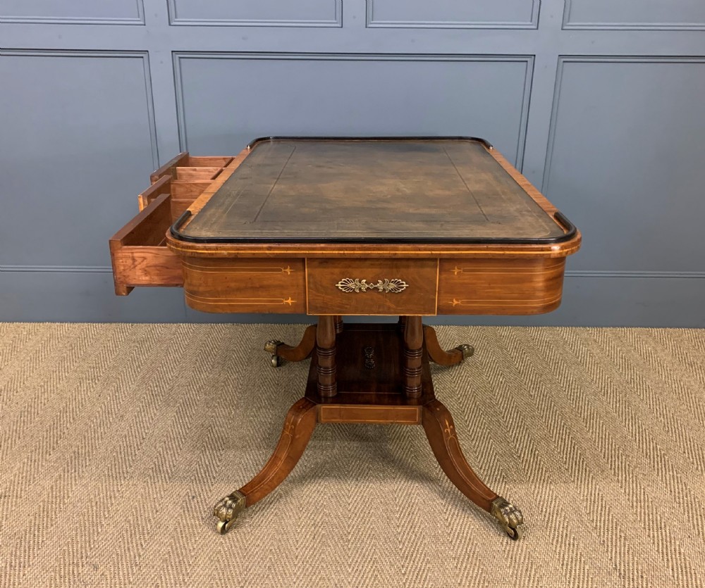 Fine Regency Inlaid Mahogany Library Table View V