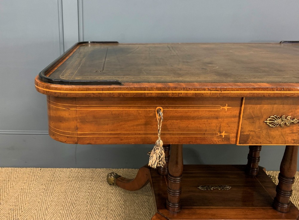 Fine Regency Inlaid Mahogany Library Table View XII