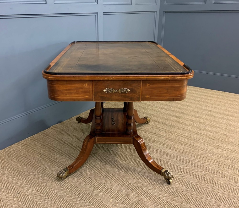 Fine Regency Inlaid Mahogany Library Table View XVI