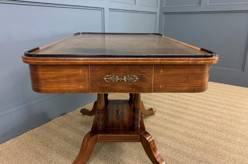 Fine Regency Inlaid Mahogany Library Table View XVII