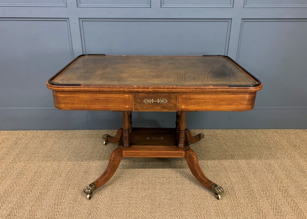 Fine Regency Inlaid Mahogany Library Table View XIX