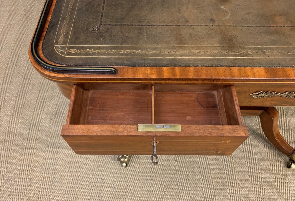 Fine Regency Inlaid Mahogany Library Table View XX