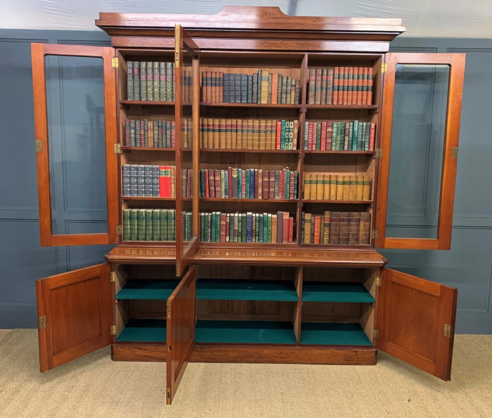 Fine Quality Victorian Figured Mahogany Library Bookcase View III