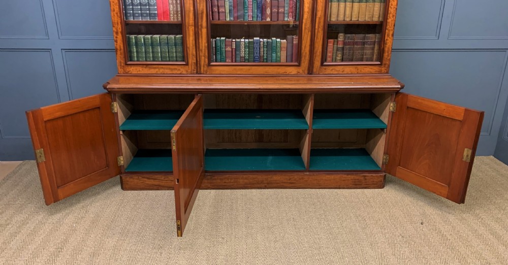 Fine Quality Victorian Figured Mahogany Library Bookcase View XI