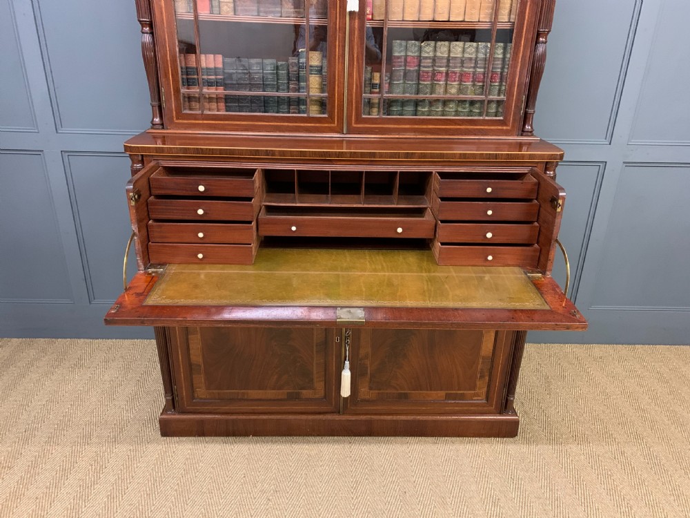 George IV Inlaid Mahogany Secretaire Bookcase View II