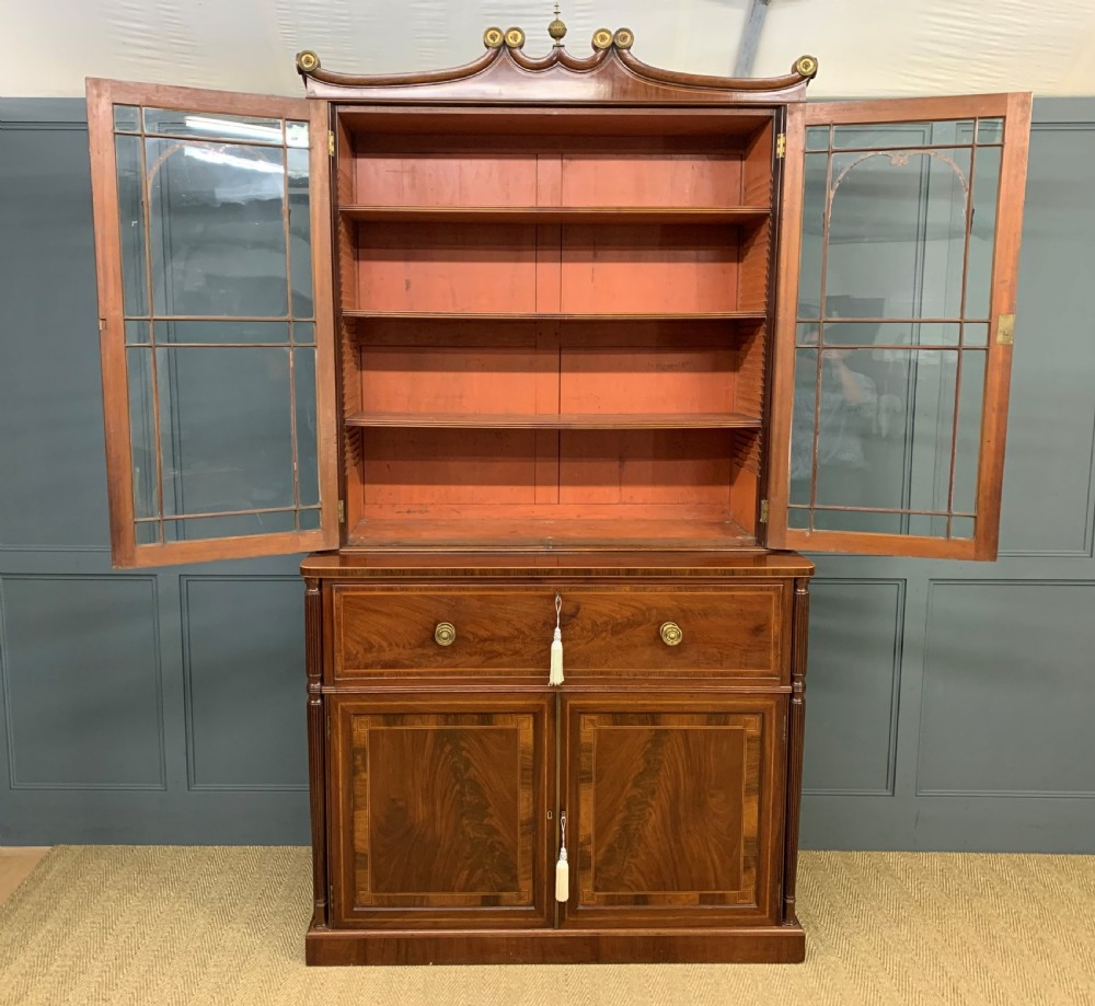 George IV Inlaid Mahogany Secretaire Bookcase View VII
