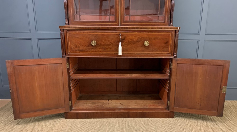 George IV Inlaid Mahogany Secretaire Bookcase View X