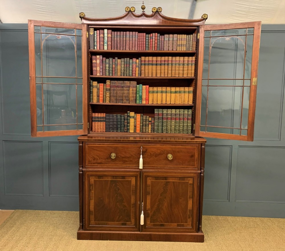 George IV Inlaid Mahogany Secretaire Bookcase View XI