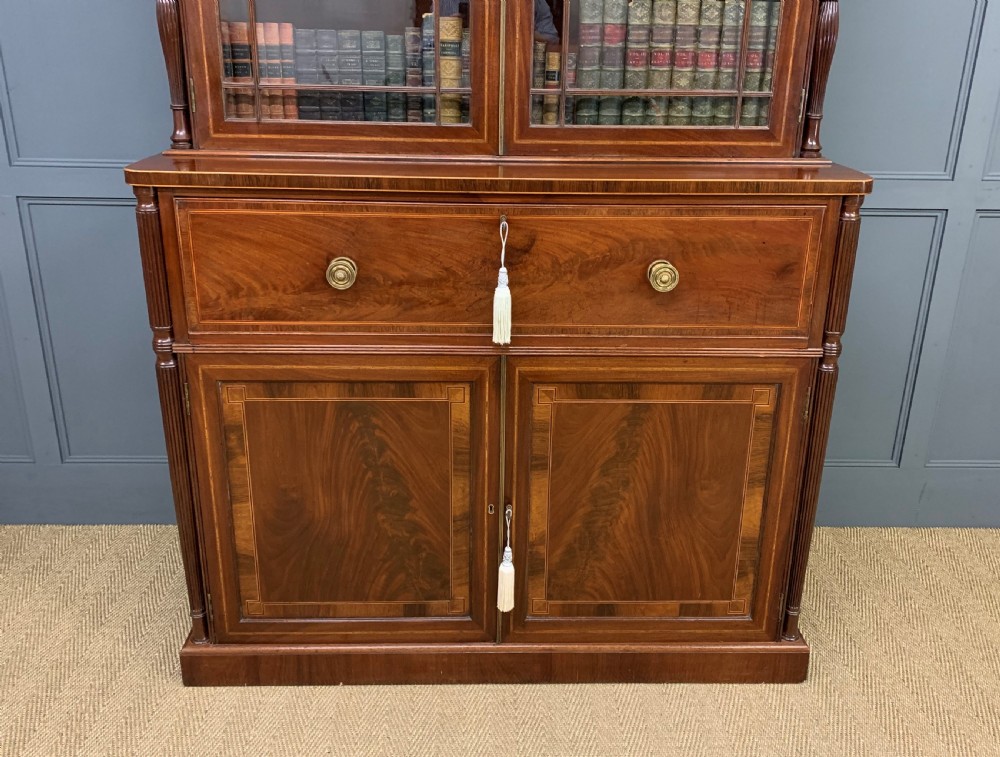 George IV Inlaid Mahogany Secretaire Bookcase View XII
