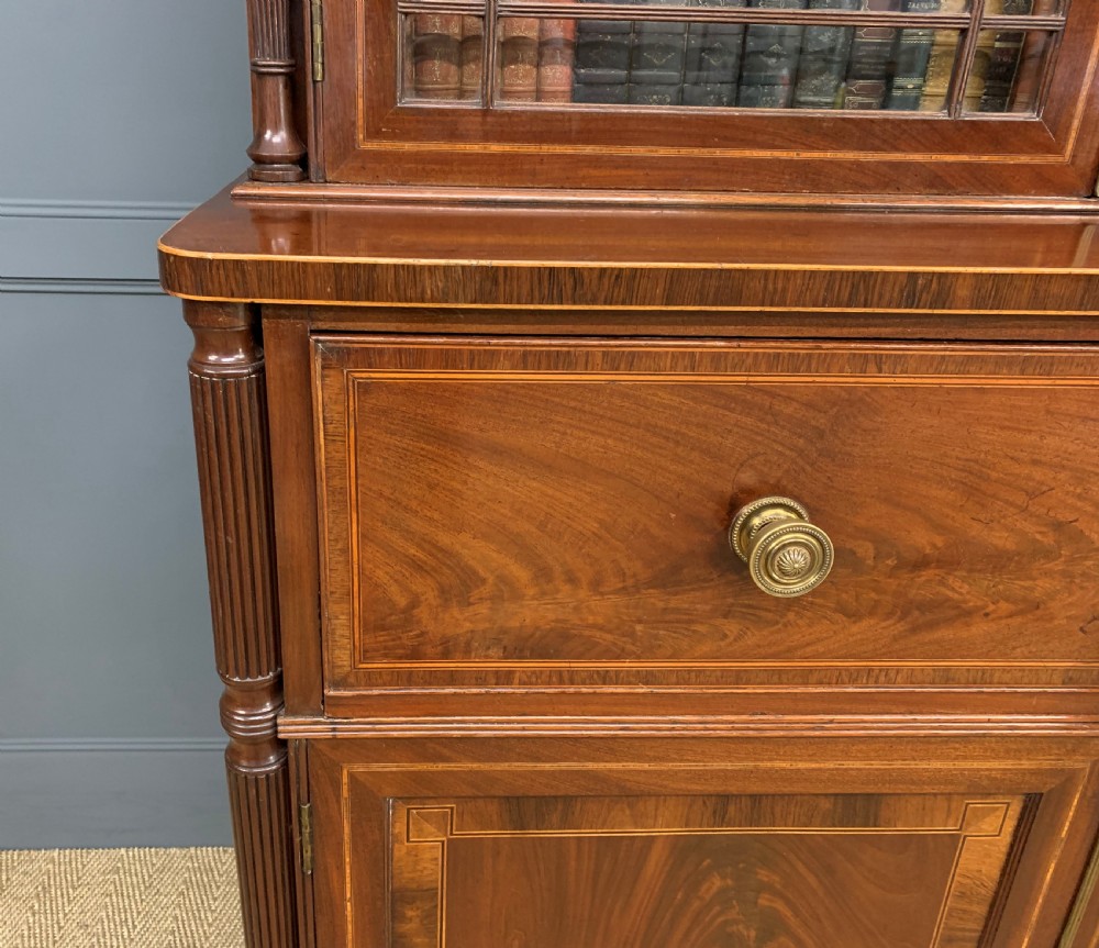 George IV Inlaid Mahogany Secretaire Bookcase View XIII