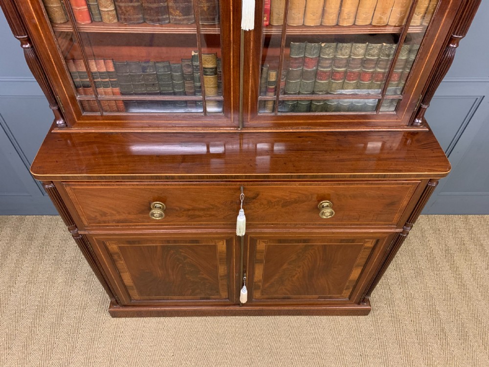 George IV Inlaid Mahogany Secretaire Bookcase View XVII