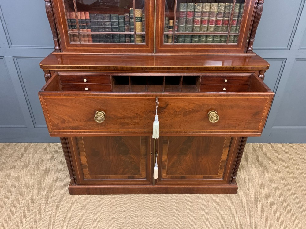 George IV Inlaid Mahogany Secretaire Bookcase View XVIII
