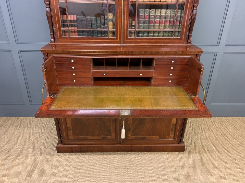 George IV Inlaid Mahogany Secretaire Bookcase View XIX