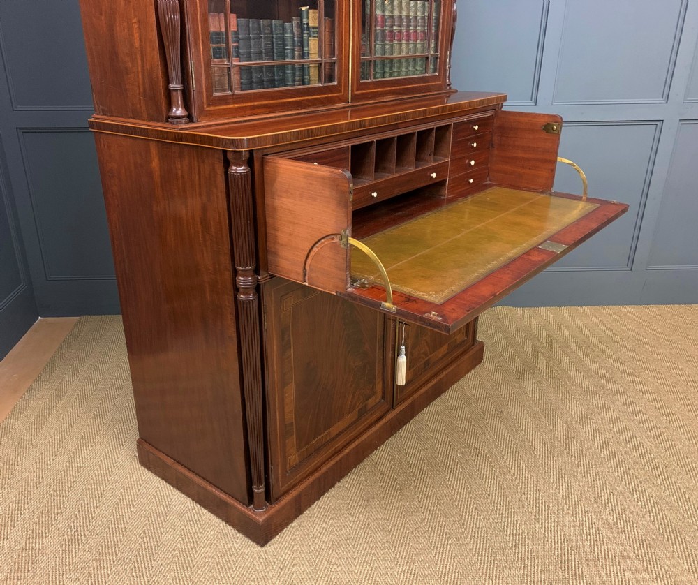 George IV Inlaid Mahogany Secretaire Bookcase View XXIV