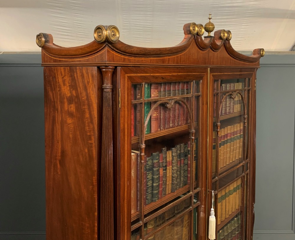 George IV Inlaid Mahogany Secretaire Bookcase View XXVI