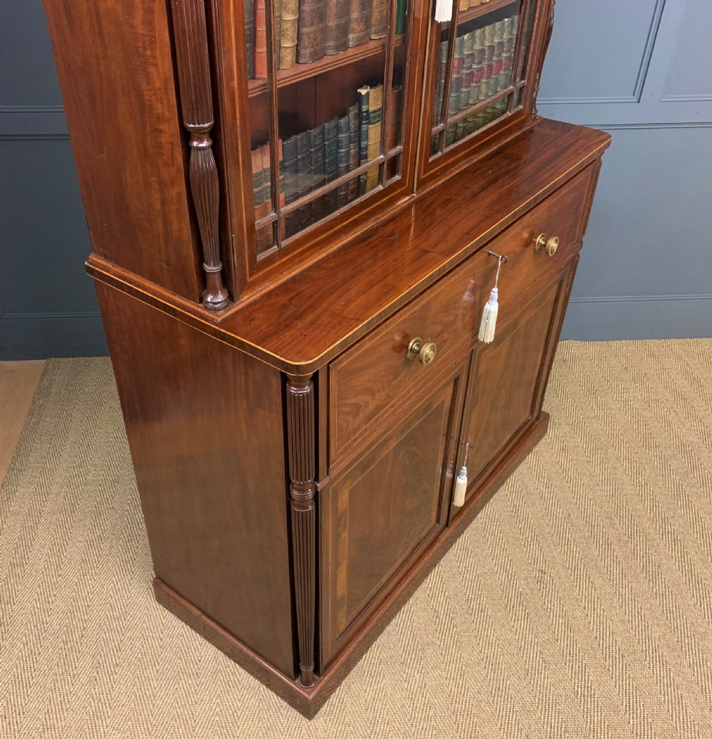 George IV Inlaid Mahogany Secretaire Bookcase View XXVII