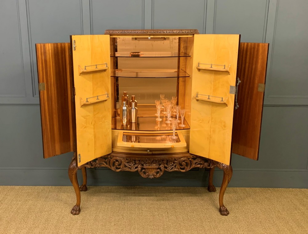 Large Burr Walnut Cocktail Cabinet View II
