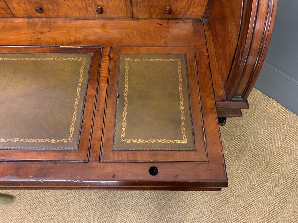 Large Victorian Mahogany Cylinder Bureau Bookcase View XIX